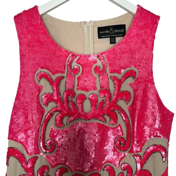 Needle & Thread Sequin Motif Shift Dress Pink Size 8 - Picture 6 of 12